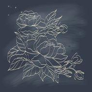 Floral background with hand drawn peonies N3