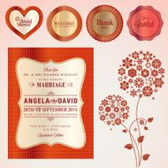 Set of wedding invitation card and elements