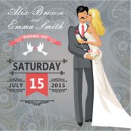 Kissing couple bride and groom Wedding invitation with paisley