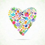 Beautiful floral heart Vector N2