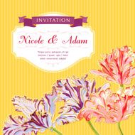 Vintage Wedding Invitation with Tulips