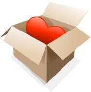 heart shape in cardboard box