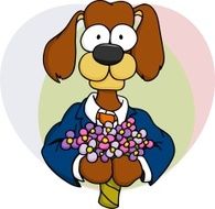 Dog with Bouquet