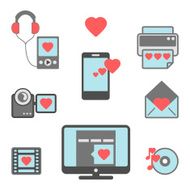 Flat icons with love elements - vector Illustration