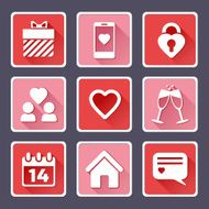 Valentine`s Day Flat icons set N2