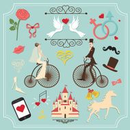 Vintage set for wedding invitation Cute design elements N3