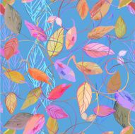 Watercolor floral seamless pattern with leaves on beige background N2