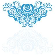 Ornate elegant vector floral frame in Gzhel style N3