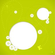Green spring background with white flowers N2
