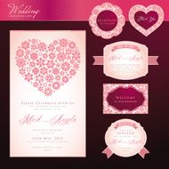 Wedding invitation card template and elements