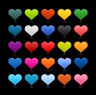 Heart sign color icon web internet button shadow black background