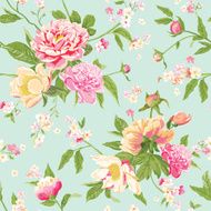 Vintage Peony Flowers Background - Seamless Floral Shabby Chic Pattern N3