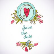 Save the date floral card Vintage invitation