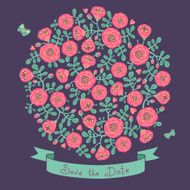 Save The Date Invitation with Floral Bouquet N2
