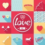 Pop-art set symbol of love