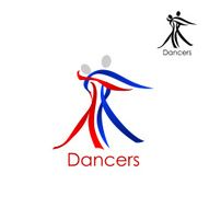 Dancing couple abstract emblem template