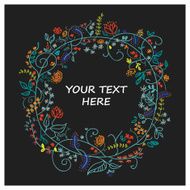 Circular vector floral wreaths with flowers and space for text