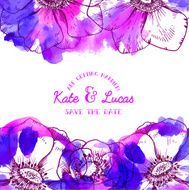 Watercolor anemone flowers invitation