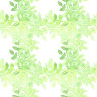 Spring pattern with watercolor leaves