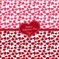 Set of seamless patterns pink and red hearts