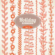 Set of holiday ribbons Floral garlands N2