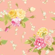 Seamless Floral Shabby Chic Background - Vintage Roses Flower N3