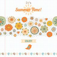 Summer set flowers and labels banner