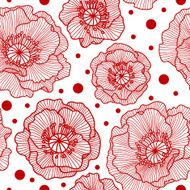 Seamless pattern with red lace poppies
