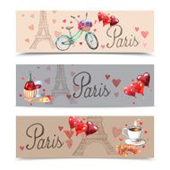 Paris watercolor symbols banners N2