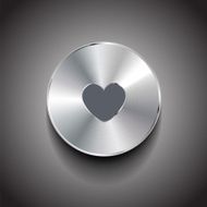 Vector heart metal button