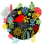 Birds flowers and other nature print
