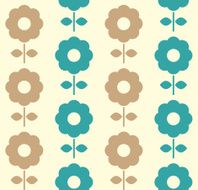 Retro flowers seamless background ( blue and brown )