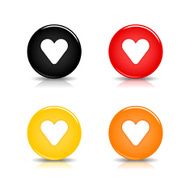 Heart sign circle icon glossy black red yellow orange button