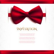 Invitation decorative card template with red bow N2