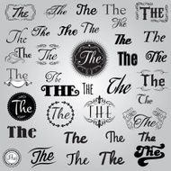 set of monochrome Catchword in retro style