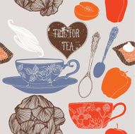 Vintage card with cupcakes &amp; Tea N4
