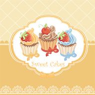 Vintage card with cupcake