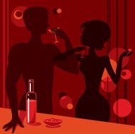 Couple toasting drinks in the bar