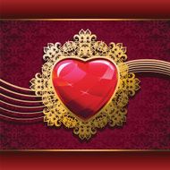 Ruby heart in golden frame