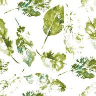 beautiful pattern of colorful leaves painted in watercolor N6