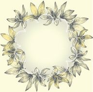 Vintage lace frame with flowers hand-drawing Vector