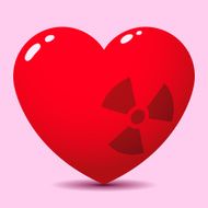 Glossy heart with radioactive symbol