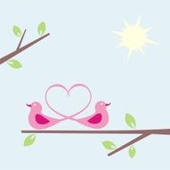two birds and hearts