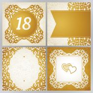 Vintage greeting cards with floral motifs in Victorian style N3