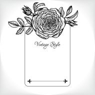 vintage floral card with rose N7