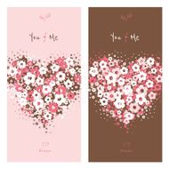 Love cards with flower heart