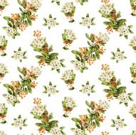 Watercolor blossom seamless pattern