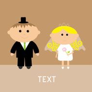 Cute wedding couple Vector card Invitation N2