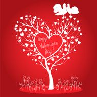 Greating card with tree and doves