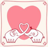 Romantic card with cute elephants